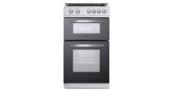 Montpellier MTG50LW 50cm Twin Cavity Gas Cooker in White with Glass Lid